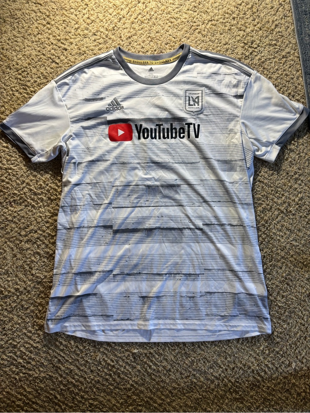 adidas White and Gray LAFC Soccer Jersey with YouTubeTV Logo